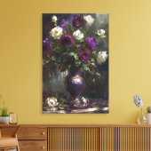 Paarse & Witte Rose Boeket Fine Art Canvas Afdruk (Insitu (Woonkamer))