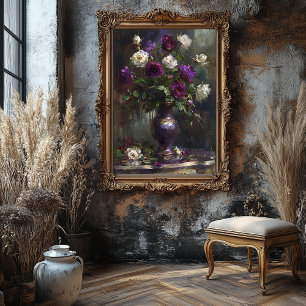 Paarse & Witte Rose Boeket Fine Art Canvas Afdruk