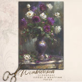  Paarse & Witte Rose Bouquet Decoupage Tissuepapier