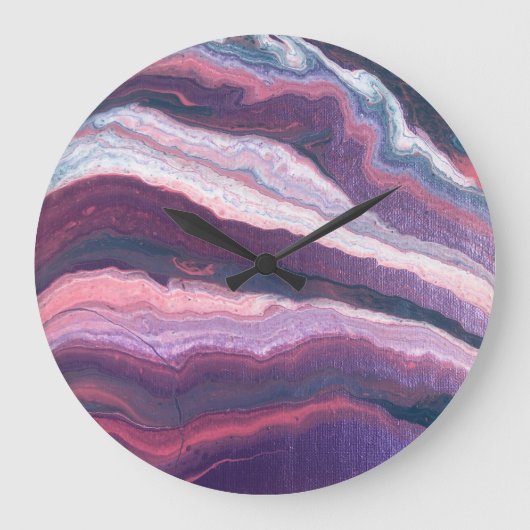 Paarse witte roze grote wandklok (Voorkant)