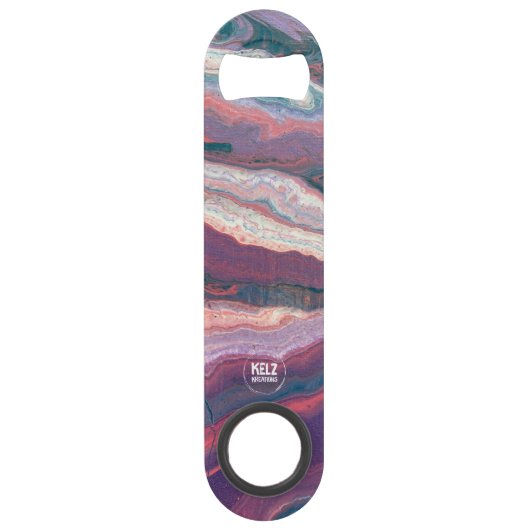 Paarse witte roze roestvrijstalen flesopener speed flessenopener (Achterkant)