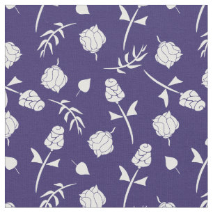 Paarse witte rozen Rosebud Floral Print Stof