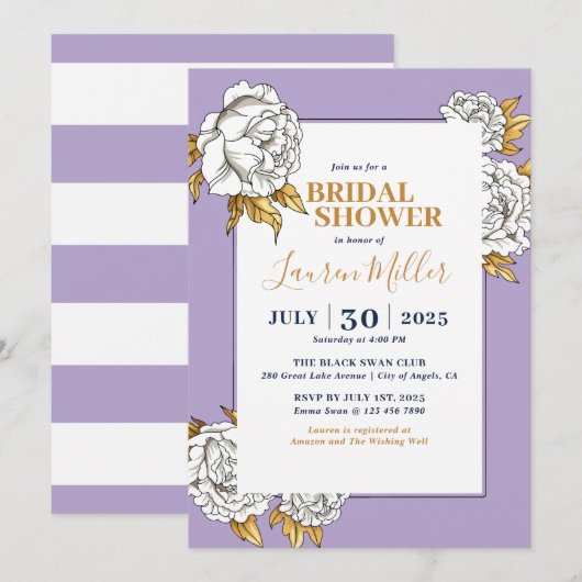 Paarse witte rozenanjer Vrijgezellenfeest Kaart (Voorkant / Achterkant)