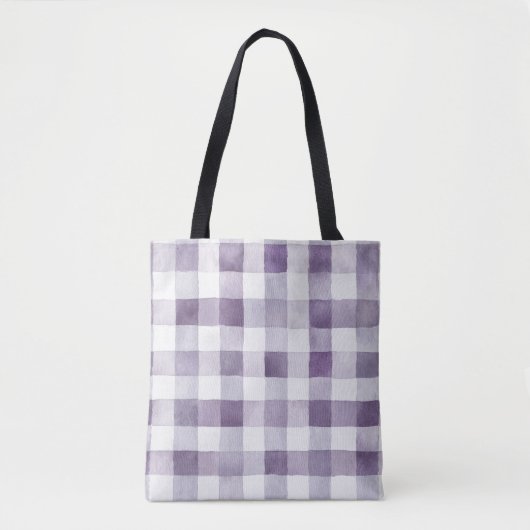 Paarse Witte Ruiten Strepen Tote Bag (Voorkant)
