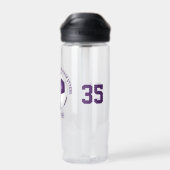 Paarse witte school club kleuren aangepaste voetba waterfles (Achterkant)