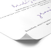 Paarse & Witte Signature Drinken Bruiloft Bar Post Poster (Hoek)