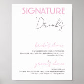Paarse & Witte Signature Drinken Bruiloft Bar Post Poster (Voorkant)