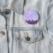 Paarse witte sneeuw vreedzame boskerst ronde button 5,7 cm (In situ)