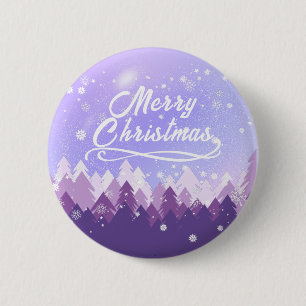 Paarse witte sneeuw vreedzame boskerst ronde button 5,7 cm
