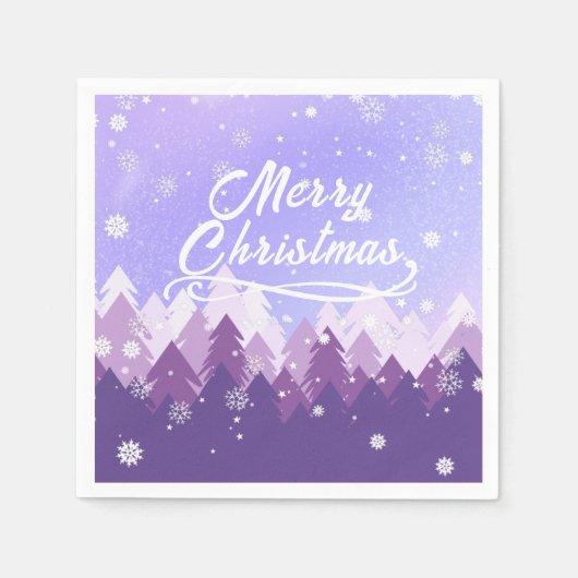 Paarse witte sneeuw vreedzame boskerst servet (Voorkant)