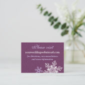 Paarse witte sneeuwvlok bruiloft website invoegen informatiekaartje (Staand voorkant)