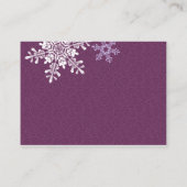 Paarse witte sneeuwvlok bruiloft website invoegen informatiekaartje (Achterkant)