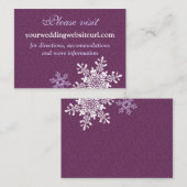 Paarse witte sneeuwvlok bruiloft website invoegen informatiekaartje (Voorkant / Achterkant)