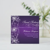 Paarse & Witte Sneeuwvlok Sweet 16 Verjaardag Uitn Kaart (Staand voorkant)