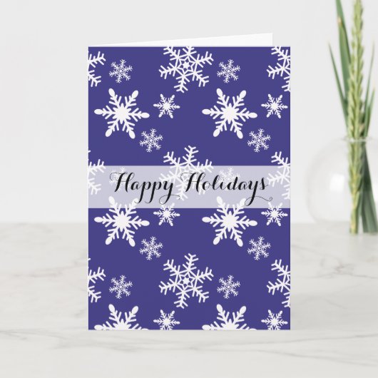 Paarse witte sneeuwvlokken kerst feestdagen kaart (Voorkant)