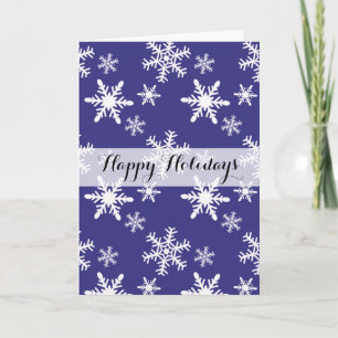 Paarse witte sneeuwvlokken kerst feestdagen kaart