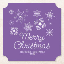 Paarse witte sneeuwvlokken kerstfeest