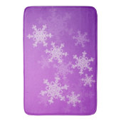 Paarse Witte Sneeuwvlokken Minimalistische Kerst Badmat (Voorkant Verticaal)