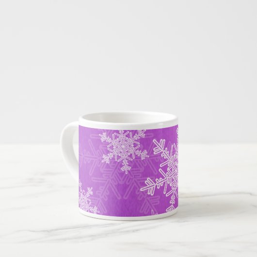 Paarse Witte Sneeuwvlokken Minimalistische Kerst Espresso Kop (Links)