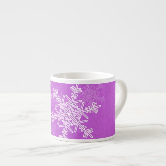 Paarse Witte Sneeuwvlokken Minimalistische Kerst Espresso Kop (Voorkant rechts)