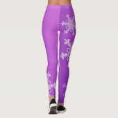 Paarse Witte Sneeuwvlokken Minimalistische Kerst Leggings (Achterkant)