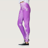 Paarse Witte Sneeuwvlokken Minimalistische Kerst Leggings (Links)