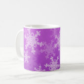 Paarse Witte Sneeuwvlokken Minimalistische Kerst N Koffiemok (Voorkant links)