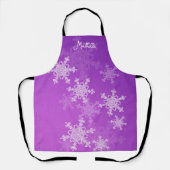Paarse Witte Sneeuwvlokken Minimalistische Kerst N Schort (Voorkant)