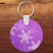 Paarse Witte Sneeuwvlokken Minimalistische Kerst N Sleutelhanger (Achterkant)