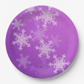 Paarse Witte Sneeuwvlokken Minimalistische Kerst Papieren Bordje (Voorkant)