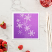 Paarse Witte Sneeuwvlokken Minimalistische Kerst Servet (Insitu)