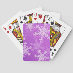 Paarse Witte Sneeuwvlokken Minimalistische Kerst Speelkaarten