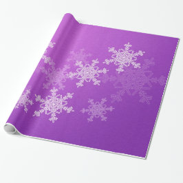 Paarse Witte Sneeuwvlokken Minimalistische Kerstmi Cadeaupapier