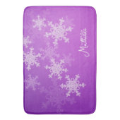 Paarse witte sneeuwvlokken Minimalistische kerstna Badmat (Voorkant Verticaal)