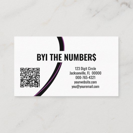 Paarse witte spiraalnummers Aangepaste foto QR-cod Visitekaartje (Achterkant)