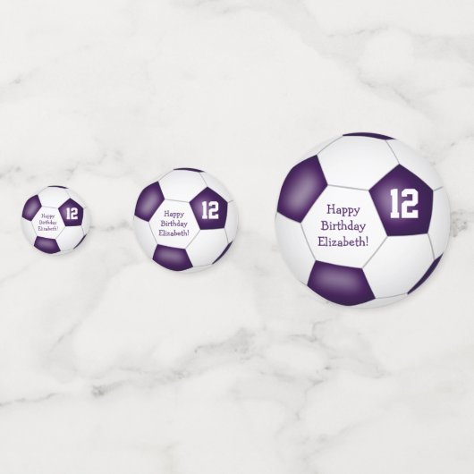 paarse witte sport verjaardagsfeestje voetbal confetti (Voorkanten)