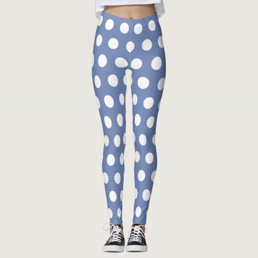 Paarse Witte Spots Retro Yoga broek Leggings (Voorkant)