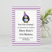 Paarse/witte stapes met de naam Funny Birthday Par Kaart (Staand voorkant)