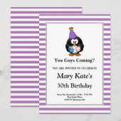 Paarse/witte stapes met de naam Funny Birthday Par Kaart (Voorkant / Achterkant)