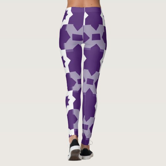 Paarse witte ster geometrie Leggings (Achterkant)