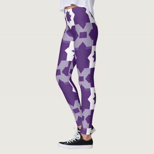 Paarse witte ster geometrie Leggings (Links)
