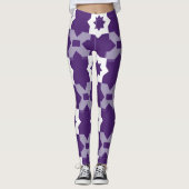 Paarse witte ster geometrie Leggings (Voorkant)