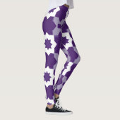 Paarse witte ster geometrie Leggings (Rechts)