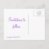 Paarse & witte sterren Bewaar de datum Briefkaarte Aankondigingskaart (Achterkant)