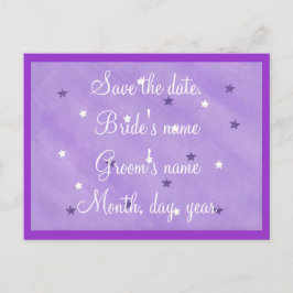 Paarse & witte sterren Bewaar de datum Briefkaarte Aankondigingskaart