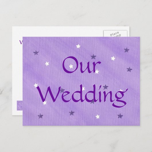 Paarse & witte sterren, bruiloft uitnodiging brief (Voorkant / Achterkant)