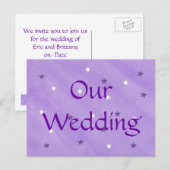 Paarse & witte sterren, bruiloft uitnodiging brief briefkaart (Voorkant / Achterkant)
