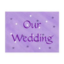 Paarse & witte sterren, bruiloft uitnodiging brief