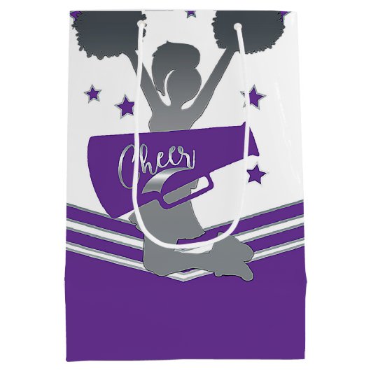 Paarse & Witte Sterren Cheer-Leading Party Medium Cadeauzakje (Achterkant)