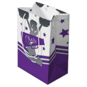 Paarse & Witte Sterren Cheer-Leading Party Medium Cadeauzakje (Achterkant Gekanteld)